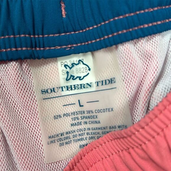 Southern Tide Men's Swim Trunk L Red Solid Elastic Waist Swim Shorts - Picture 4 of 7